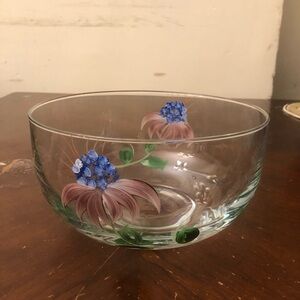 Hand-Painted Floral Glass Bowl